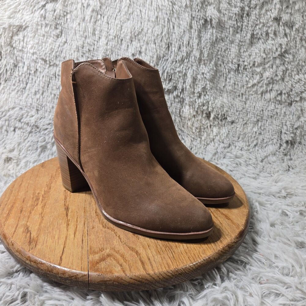 Retro Y2K MIA Chelsea Ankle Boots Womens Size 9 Chunky Block Heel Brown Leather